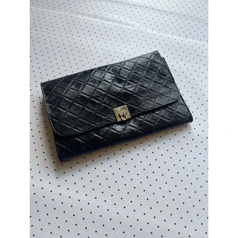 gbh Cosmetics Quilted Makeup Brush Roll Black Faux Leather Case